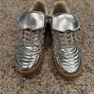 Silver Metallic Sneakers with Gum Sole size 8